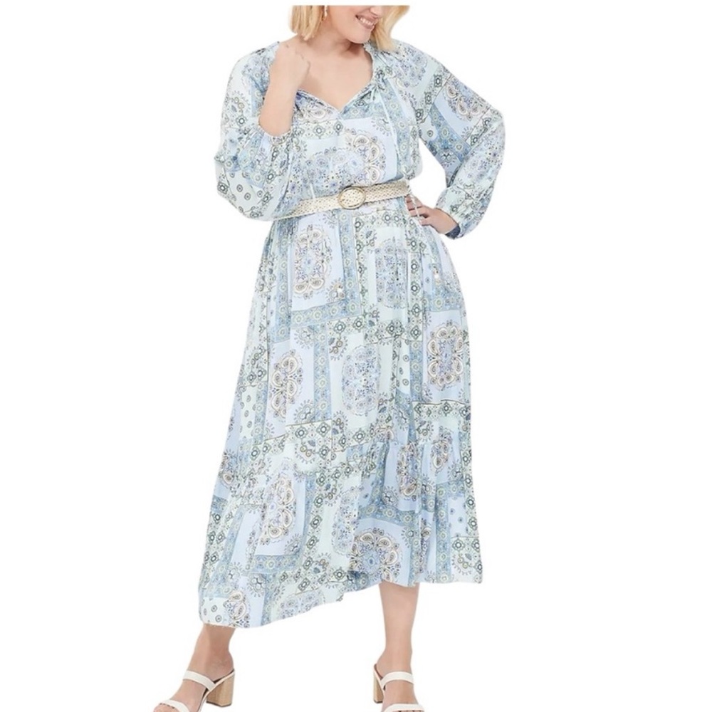 Lane Bryant Paisley Print Peasant Dress Size 14